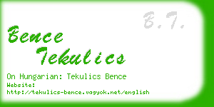 bence tekulics business card